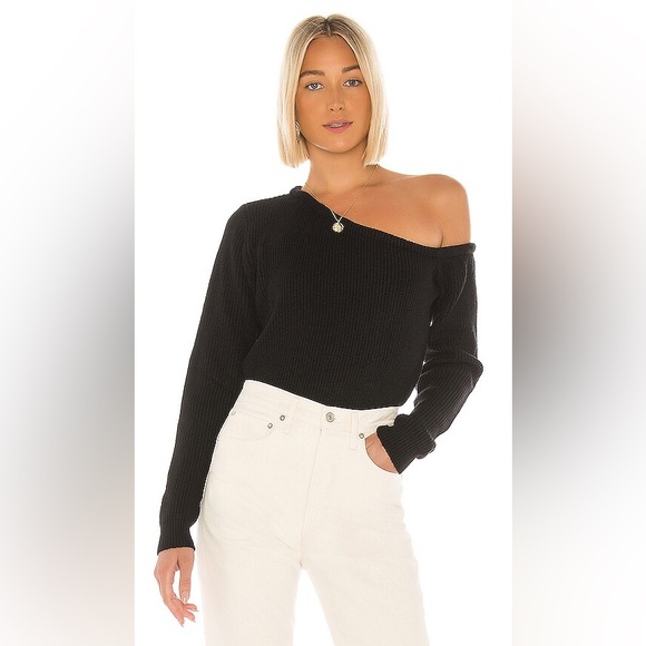 superdown Sweaters - Superdown Ravie Asymmetrical Knit Sweater XS Black